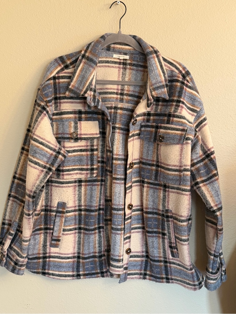 Maurices Plaid Utility Shacket - Blue & Cream